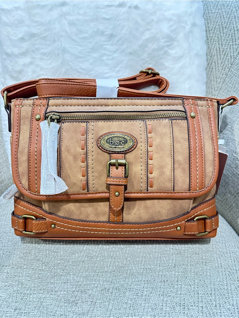 b.o.c. Two-Tone Tan & Brown Crossbody Satchel
